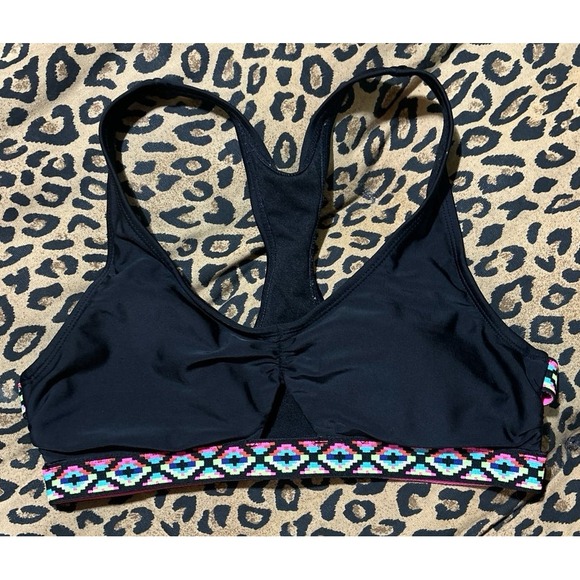 Xhilaration Black &‎ Colorful Aztec Racerback Bikini Top, Medium - Picture 1 of 4